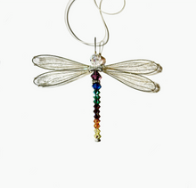 Load image into Gallery viewer, Dragonfly Suncatcher Small Mobile with Chakra Theme Swarovski Crystals