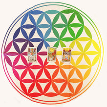 Load image into Gallery viewer, Chakra Flower of Life Cotton Tarot Cloth