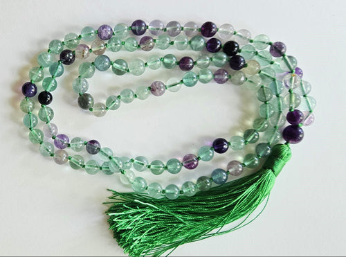 Fluorite Mala Knotted 8mm Prayer Beads