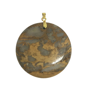 Fossilized Coral Jasper Pendant with 14K gold-plated Silver Bail