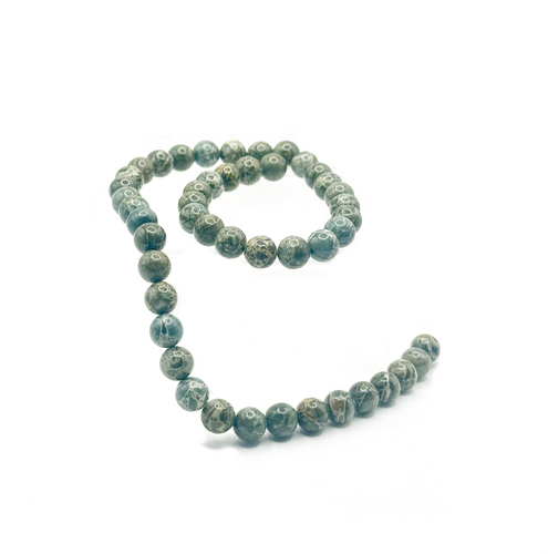 Green Rhyolite Beads Round 8mm Beads also known as Wonderstone or Leopardskin Jasper