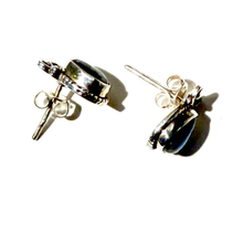 Load image into Gallery viewer, Labradorite Stud Earrings Infinity Symbol Accent
