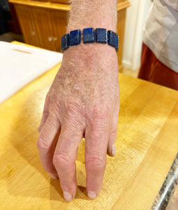 Lapis Lazuli Bracelet Rectangular Beads Stretch Bracelet