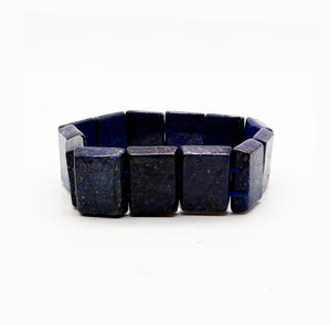 Lapis Lazuli Bracelet Rectangular Beads Stretch Bracelet