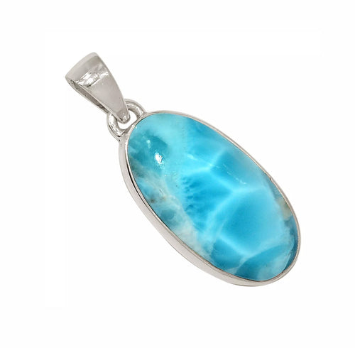 Larimar Pendant in Sterling Silver Oval Frame