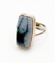 Load image into Gallery viewer, Lightning Azurite in Quartz Ring Size 8.5 Oblong Shape