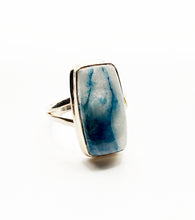 Load image into Gallery viewer, Lightning Azurite in Quartz Ring Size 8.5 Oblong Shape