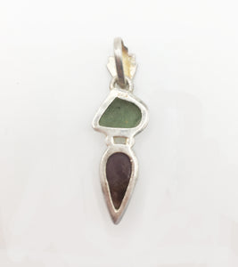 Czechia Moldavite and Super Seven Pendant Sterling Silver Setting