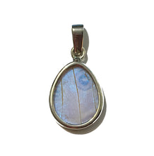 Load image into Gallery viewer, Butterfly Wing Pendant Pearl Blue Morpho Butterfly Pendant Extra Small Size in Pear Shape