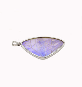 Pearl Blue Morpho Butterfly Wing Pendant in XL