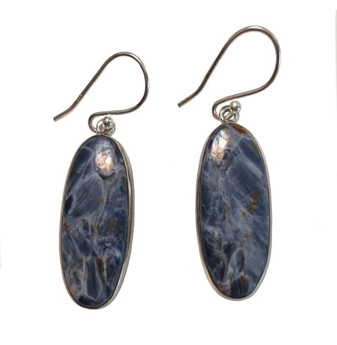 Blue Pietersite Earrings in sterling silver frame