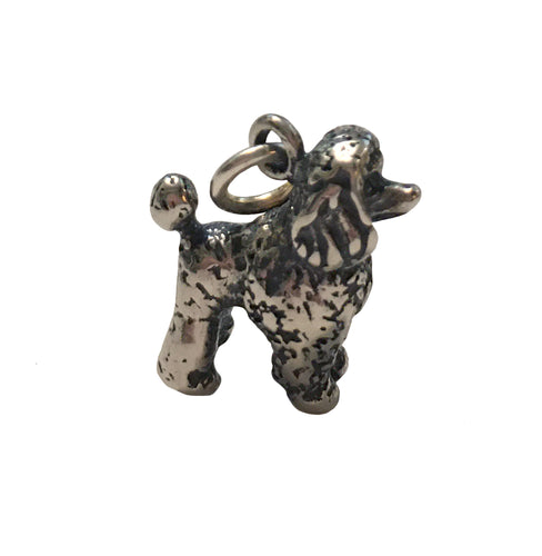 Poodle Dog Charm of Solid Sterling Silver