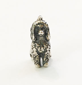 Poodle Dog Charm of Solid Sterling Silver