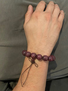 Purpleheart Mala Bracelet 15mm Beads with Macrame Tie