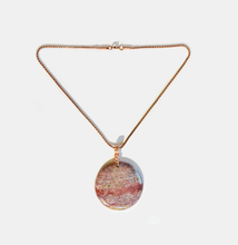Load image into Gallery viewer, Red Ocean Jasper Pendant Round Tapered with Copper Wire Wrap Bail with Copper Snake Chain