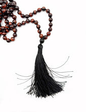 Load image into Gallery viewer, Red Tigers Eye Knotted 8.5mm Prayer Beads with 3.8&quot; Silk Tassel