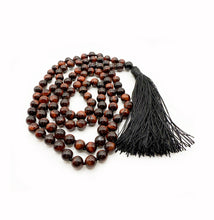 Load image into Gallery viewer, Red Tigers Eye Knotted 8.5mm Prayer Beads with 3.8&quot; Silk Tassel