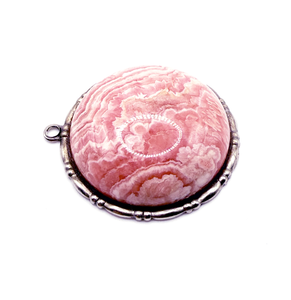 Rhodochrosite Round Pendant, Rhodocrosite for Emotional Balance