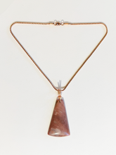 Load image into Gallery viewer, Rhodonite Pendant with Copper Wire Bail and 18 inch Copper Snake Chain