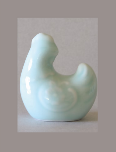 Year of the Rooster Figurine Celadon Glazed Porcelain