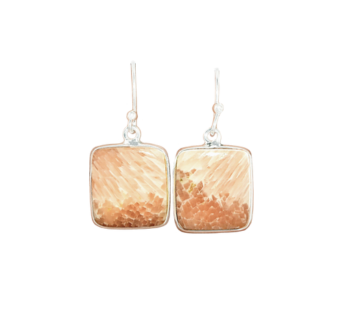 Orange Scolecite Earrings in Fun Shape