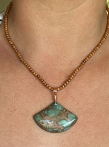 Sea Sediment Jasper Bead Fan Focal Bead