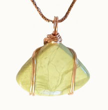 Load image into Gallery viewer, Serpentine Copper Wire Wrapped Pendant with Copper Snake Chain