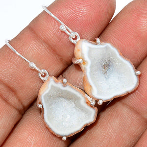 Glittery Druzy Milky Quartz Geode Earrings