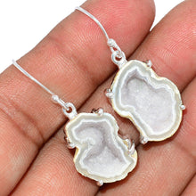 Load image into Gallery viewer, Glittery Druzy Quartz Geode Earrings set in Silver