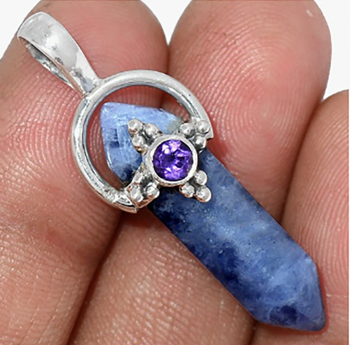 Sodalite Pendant Point from Minas Gerais Amethyst Accent