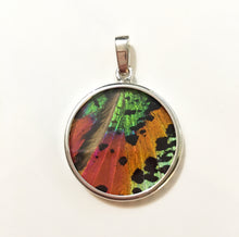 Load image into Gallery viewer, Sunset Moth Butterfly Wing Pendant medium round