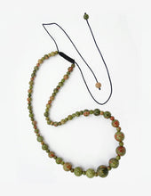 Load image into Gallery viewer, Unakite Graduated Bead Necklace with Macrame Closure