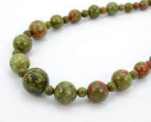 Load image into Gallery viewer, Unakite Graduated Bead Necklace with Macrame Closure