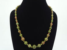 Load image into Gallery viewer, Unakite Graduated Bead Necklace with Macrame Closure
