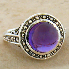 Load image into Gallery viewer, Brazilian Amethyst ring 3.5 carat in Halo Filigree setting size 5