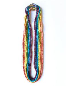 Chakra Set of Seven 20 Inch Water Buffalo Bone 3mm Bead Mala-Style Necklaces