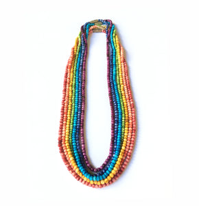 Chakra Set of Seven 20 Inch Water Buffalo Bone 3mm Bead Mala-Style Necklaces