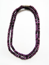 Load image into Gallery viewer, Purple Water Buffalo Bone 3mm Bead 20 inch Mala-Style Necklace