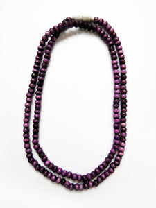 Purple Water Buffalo Bone 3mm Bead 20 inch Mala-Style Necklace