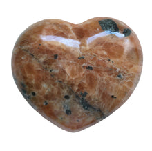 Load image into Gallery viewer, Orange Calcite with Black Tourmaline Puffy Crystal Heart Medium-Size in Burnt Orange