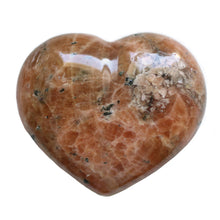 Load image into Gallery viewer, Orange Calcite with Black Tourmaline Puffy Crystal Heart Medium-Size in Burnt Orange