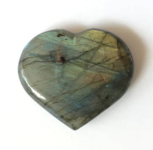 Load image into Gallery viewer, Labradorite Puffy Heart 40mm wide