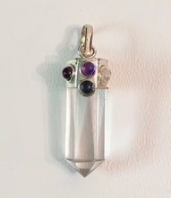 Load image into Gallery viewer, 7 Chakra Gemstone studded Clear Quartz Point Pendant