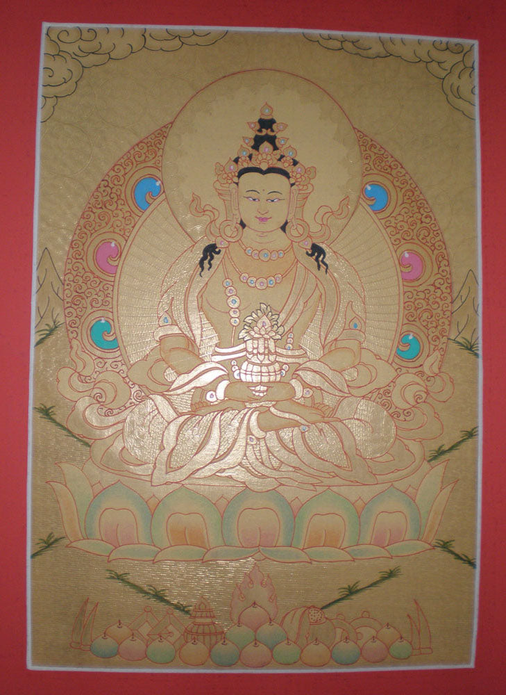 Tibetan Thanka  Jhambala, the God of Wealth