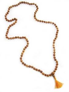 Tassel Necklace Sandalwood Knotted 8mm Mala Beads