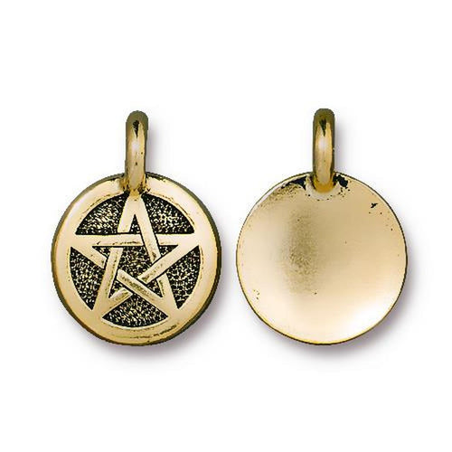 Pentagram Pendant or Oxidized Gold Plated Charm from TierraCast