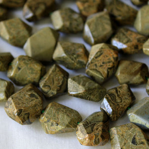 Wealth Stone: African Green Brecciated Jasper Beads
