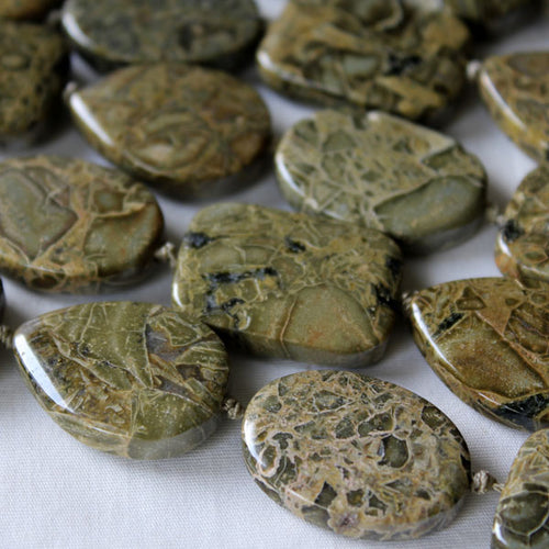 Wealth Stone: African Green Brecciated Jasper Beads