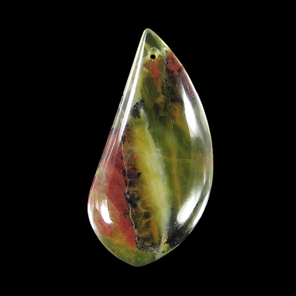 African Green Opal Agate bead flame shape