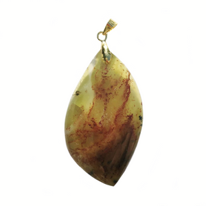 African Green Opal Pendant in wide marquise shape